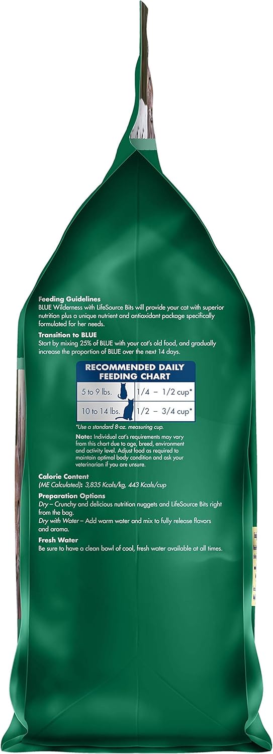 Blue Buffalo Wilderness - Alimento seco natural para gatos adultos, alto en proteínas, pato, 5 libras