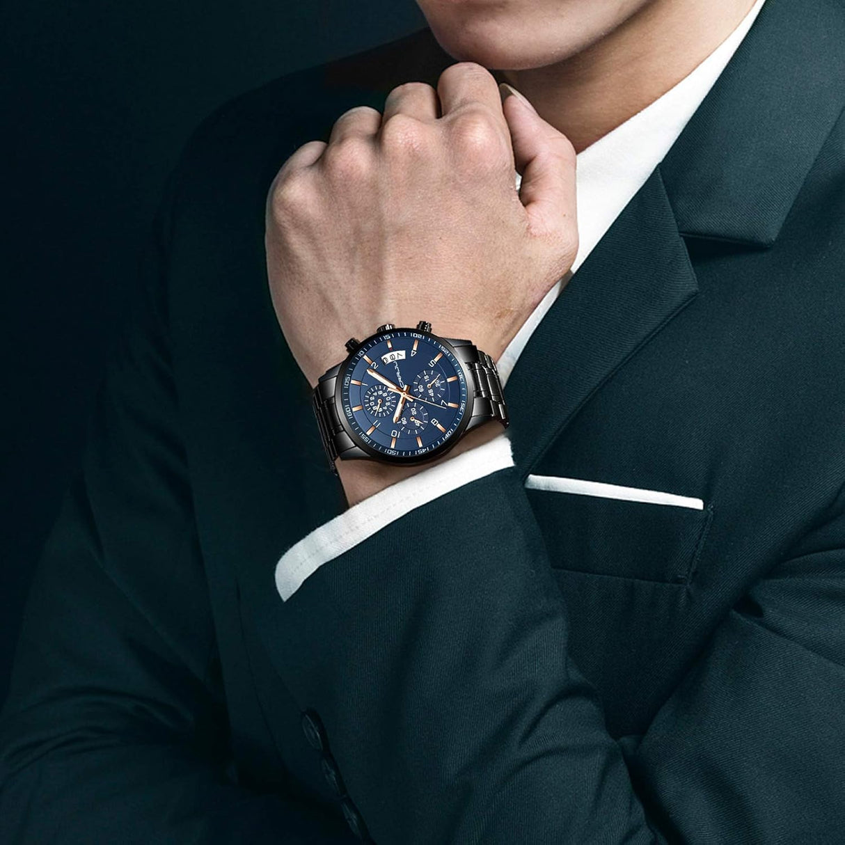 Reloj resistente al agua negro CJ2214BK-RS CRRJU