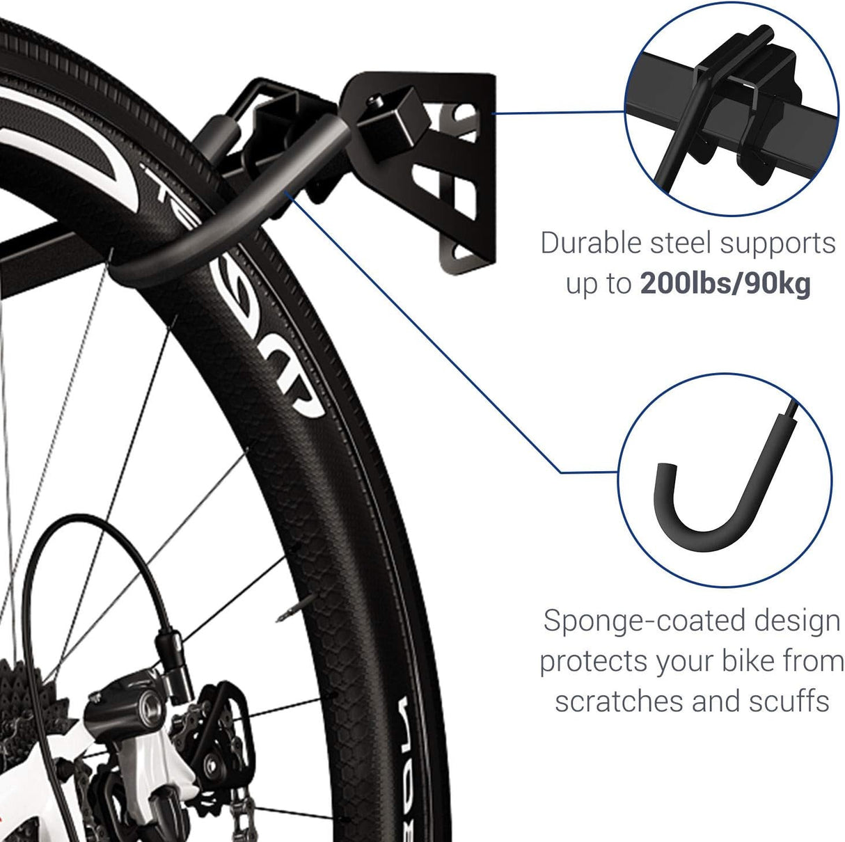 Soporte de pared resistente para 6 bicicletas, hasta 300 lb