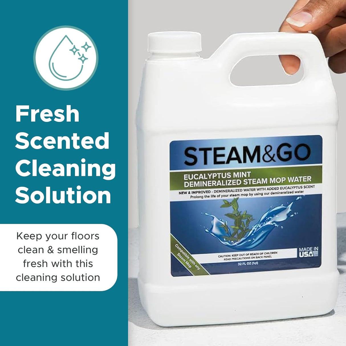 Agua Desmineralizada Steam & Go, Limpiador de Vapor Multisuperficie