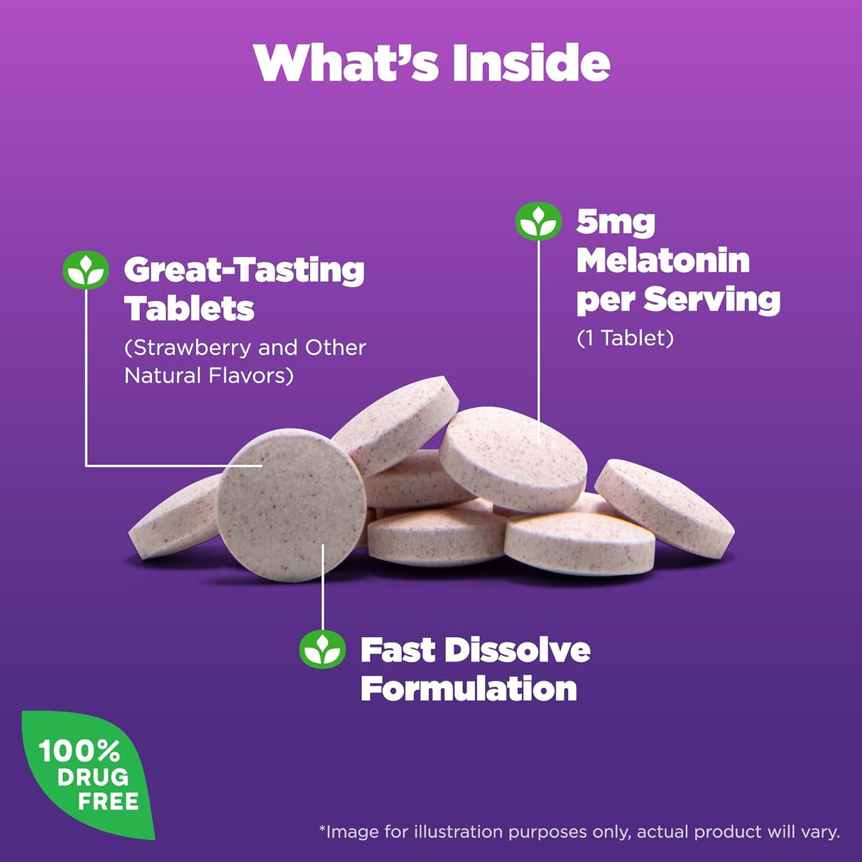 Tabletas de melatonina Natrol, 5mg, 30 conteo, sabor fresa