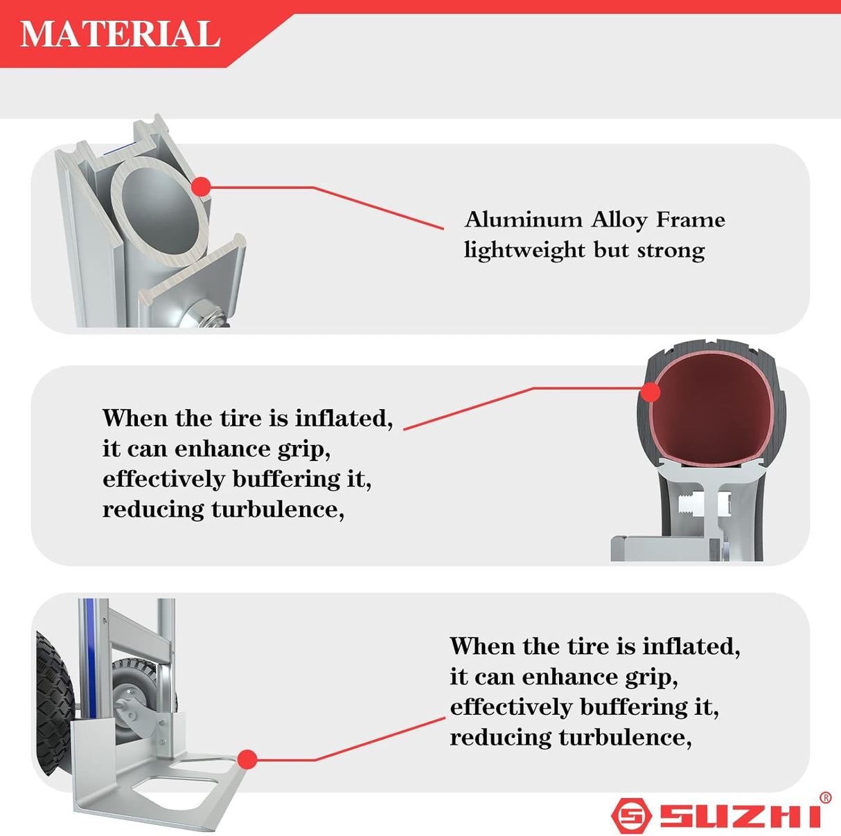 Carretilla de Mano Alumínio, 600lb, con 2 Correas, IM nueva