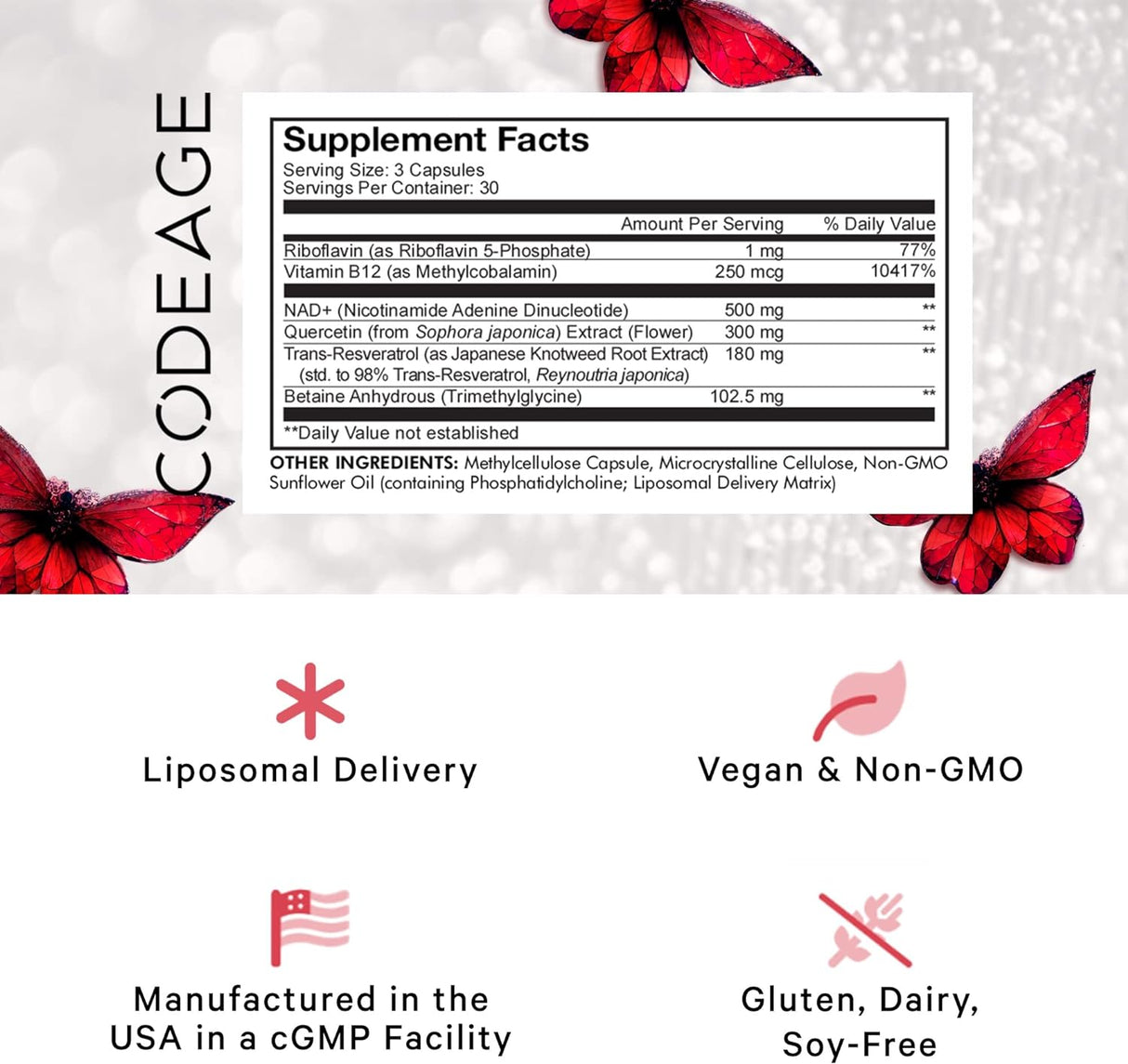 Suplemento NAD+ Liposomal con Resveratrol y Vitamina B