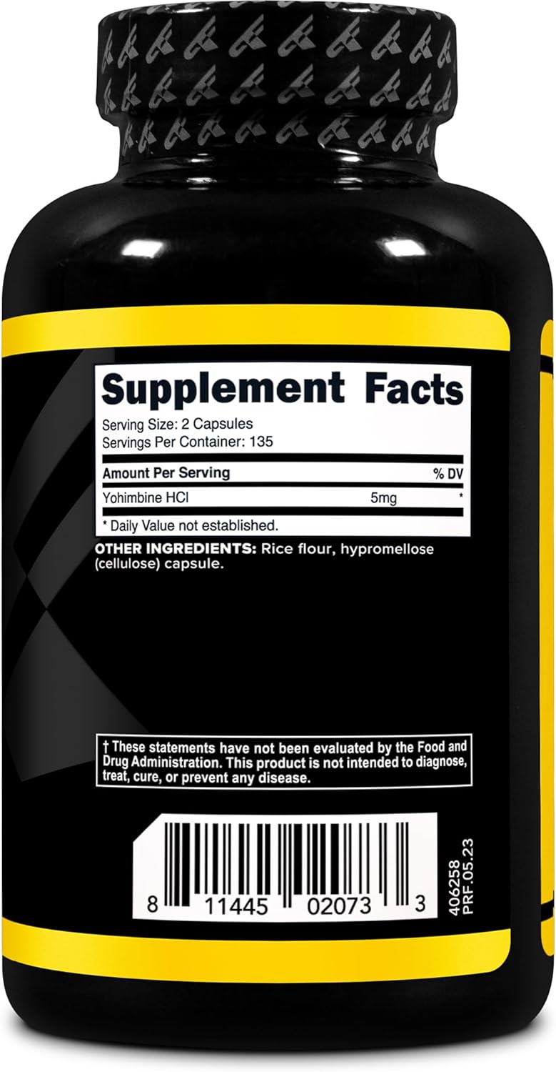 Suplemento Yohimbine HCl 2.5 mg 270 cáp sin OMG y sin gluten