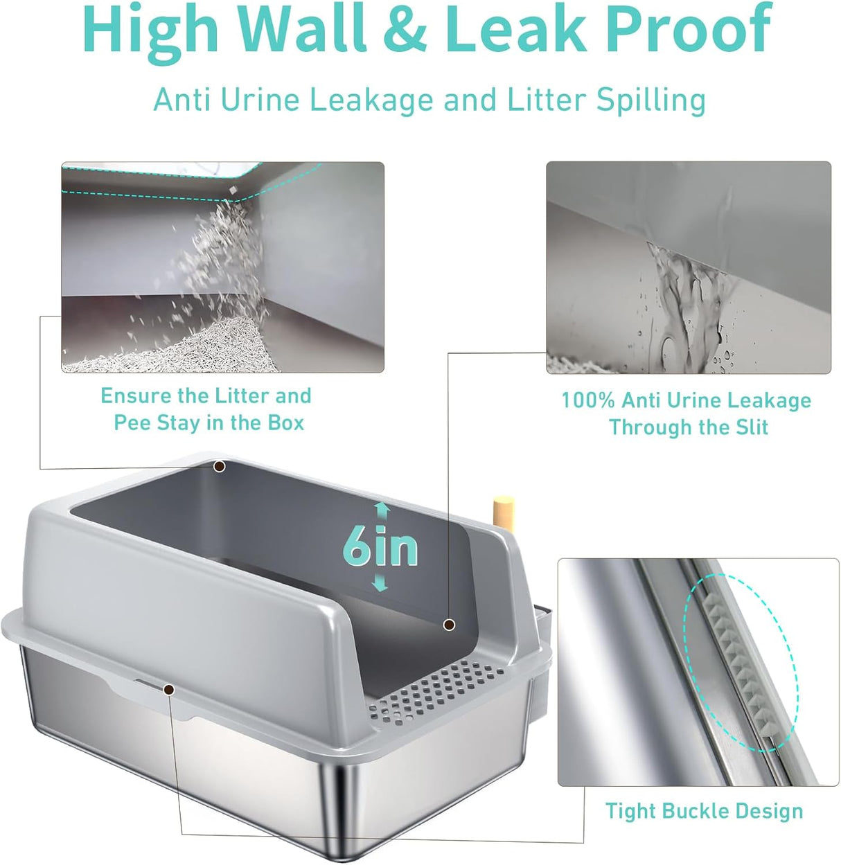 Caja de arena de acero inoxidable con tapa FLARUZIY