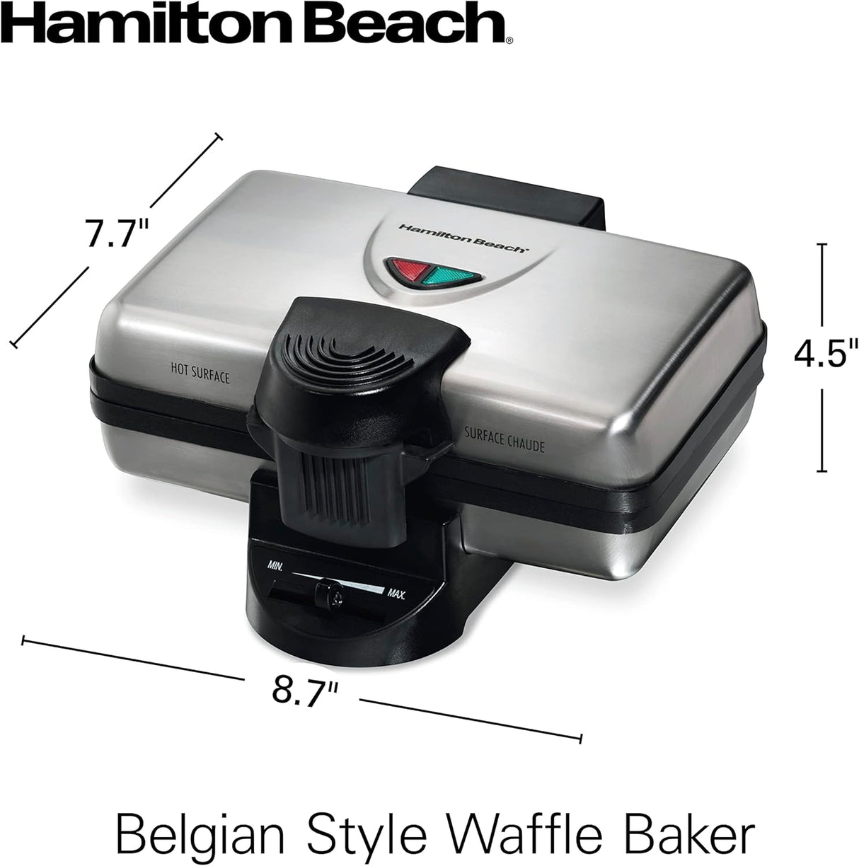 Wafflera estilo belga 26009 de Hamilton Beach Plateado