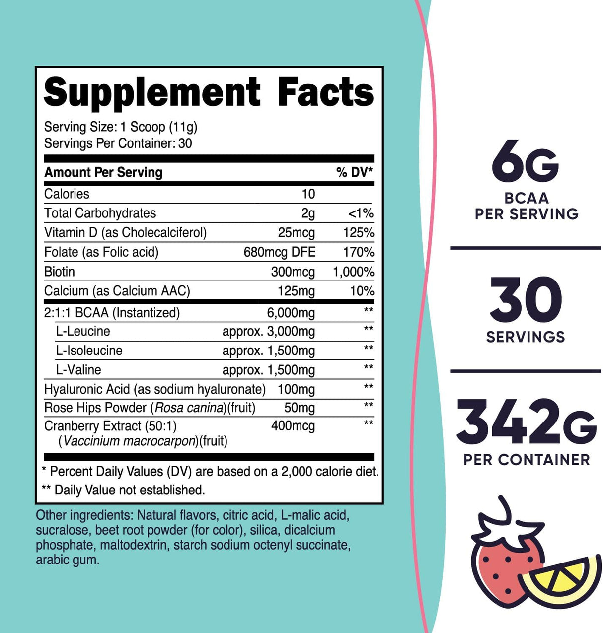 BCAA para Mujeres Nutricost - Sin GMO, 30 Porciones