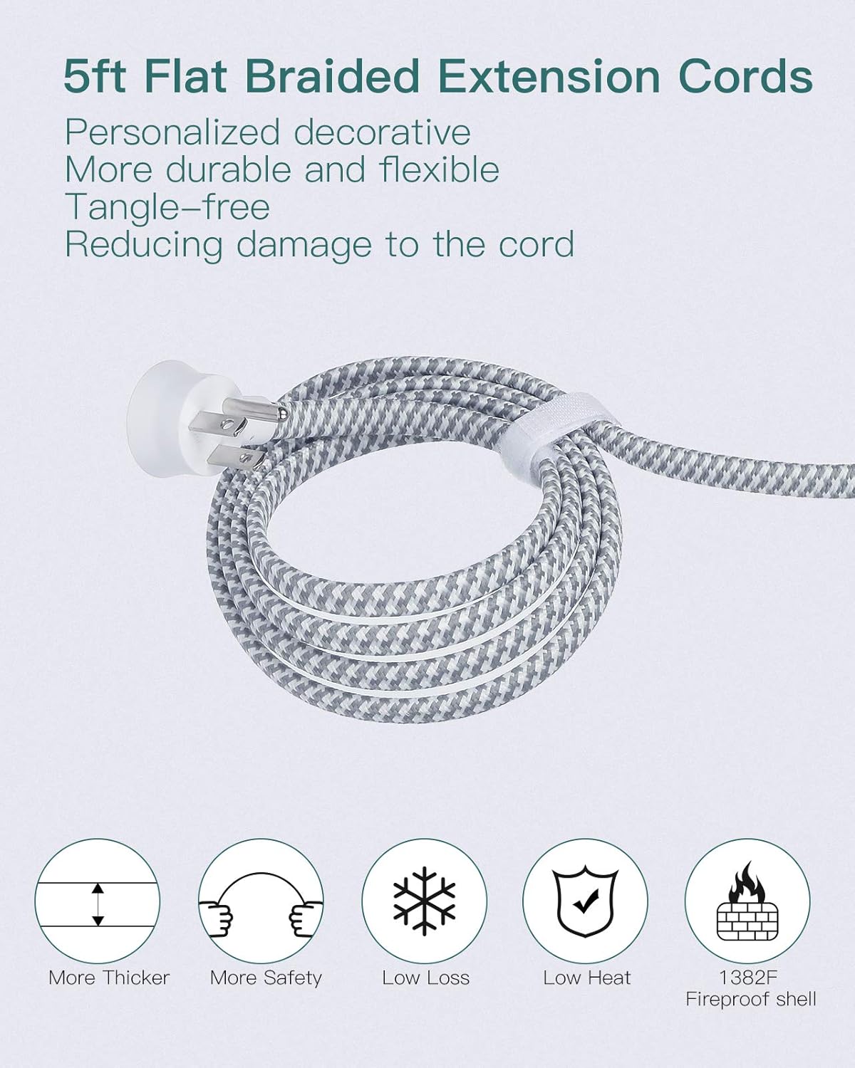 Regleta de alimentación con USB, cable de extensión de enchufe