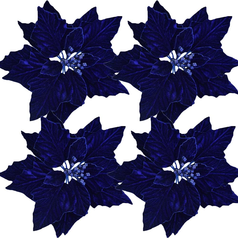 Decoraciones Poinsettia Artificiales 4Pack 9.8In para Navidad