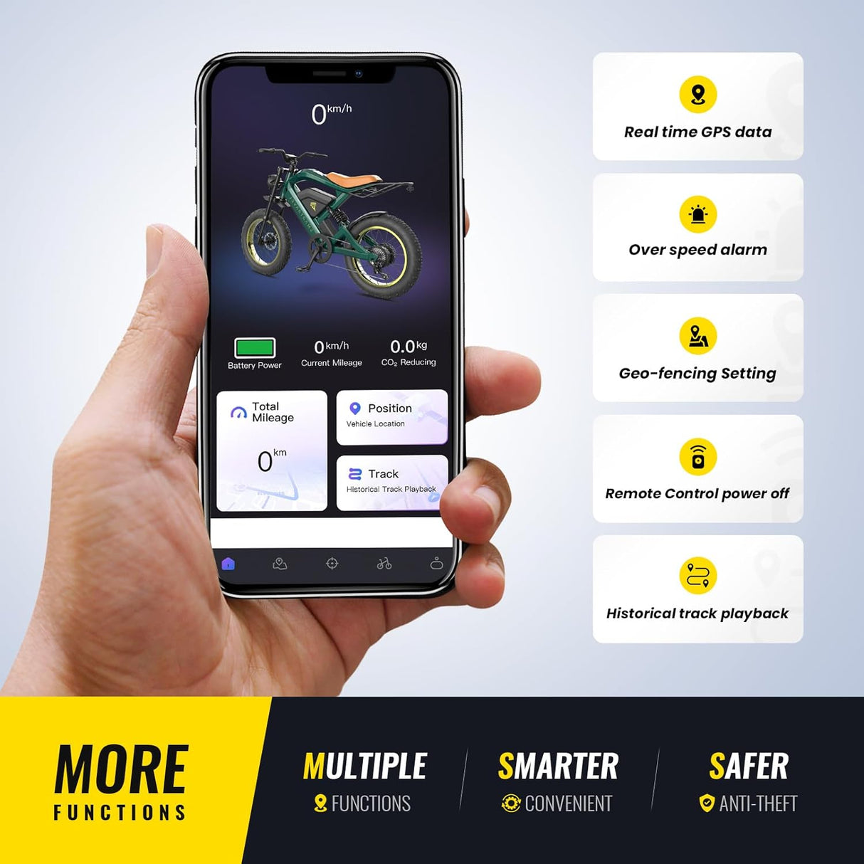 Bicicleta eléctrica ST202, motor 1200W, batería 20Ah, GPS