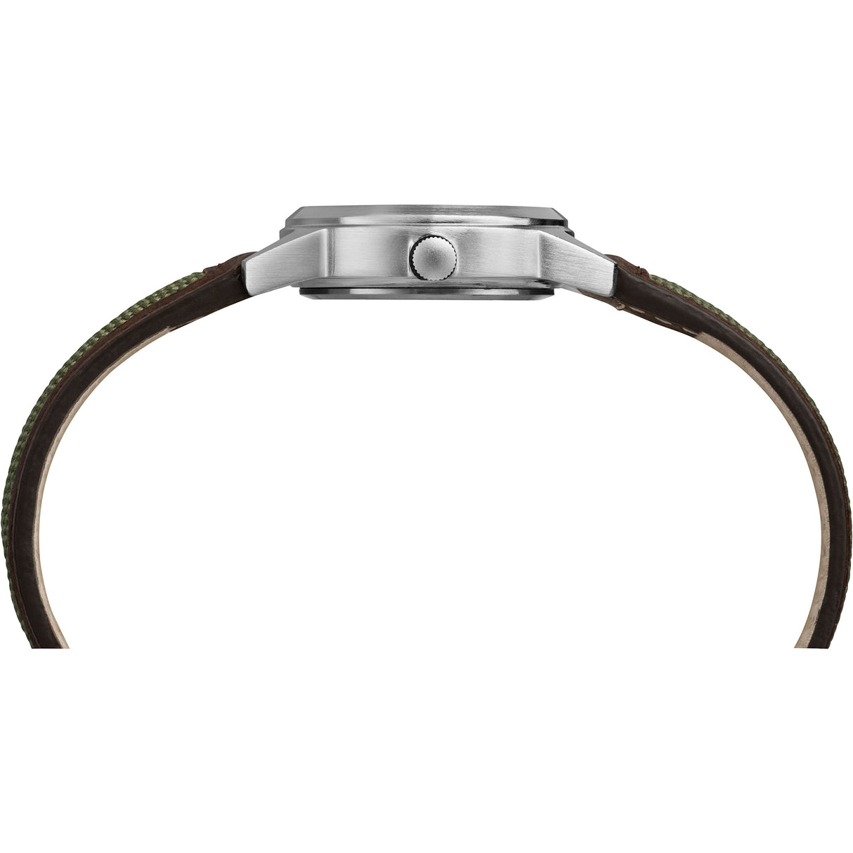 reloj de correa de cuero nylon marrón verde para mujer