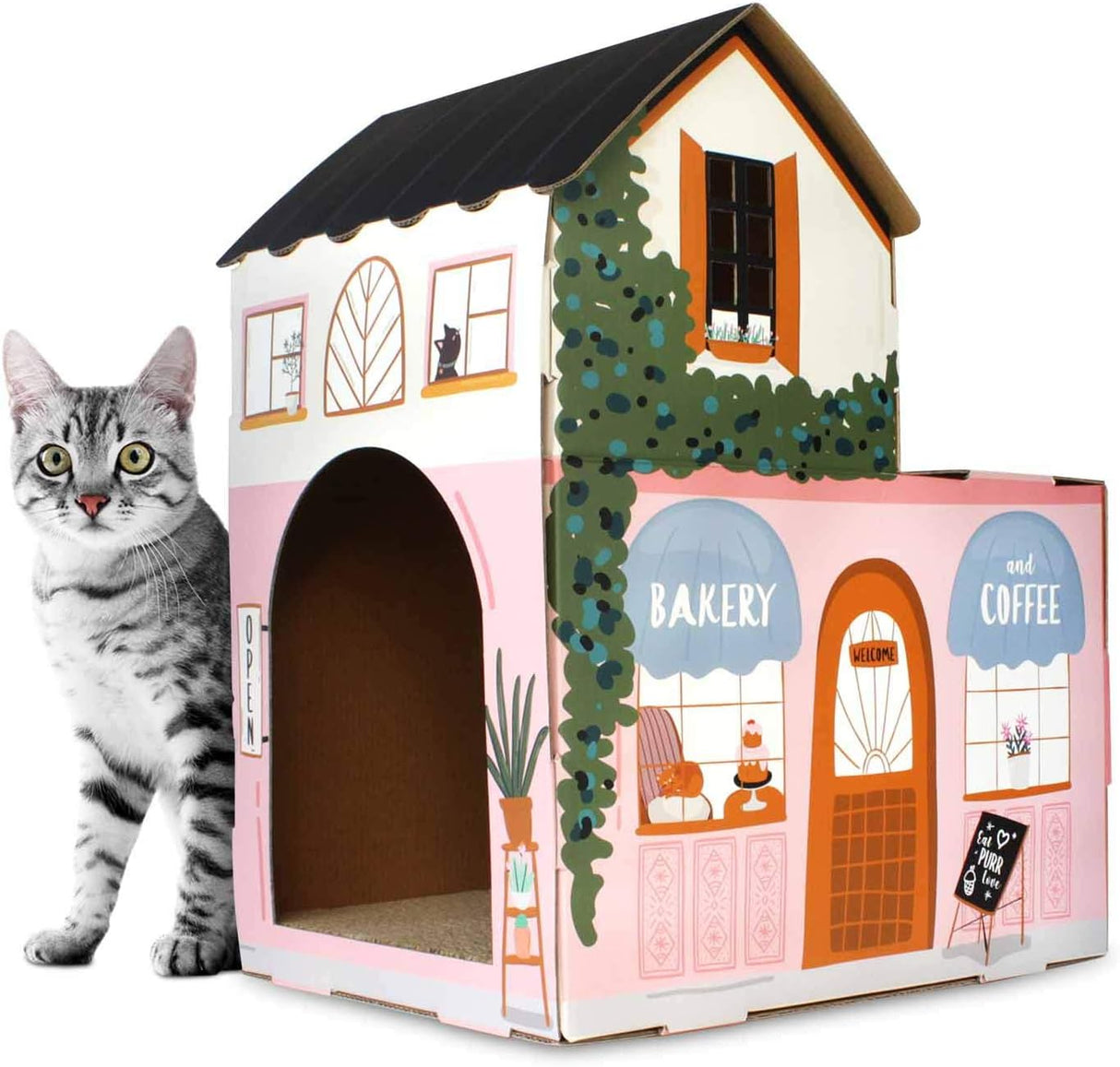 Casa para Gatos con Rascador y Catnip - Coffee House Modelo 2023