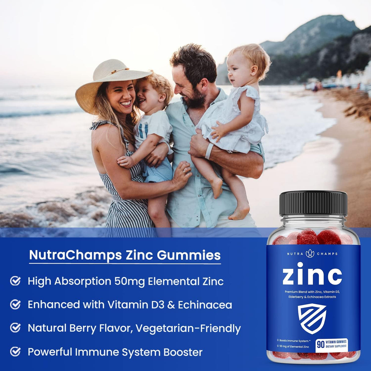 Suplementos Gomitas de zinc de 2 pack apoyo inmunológico