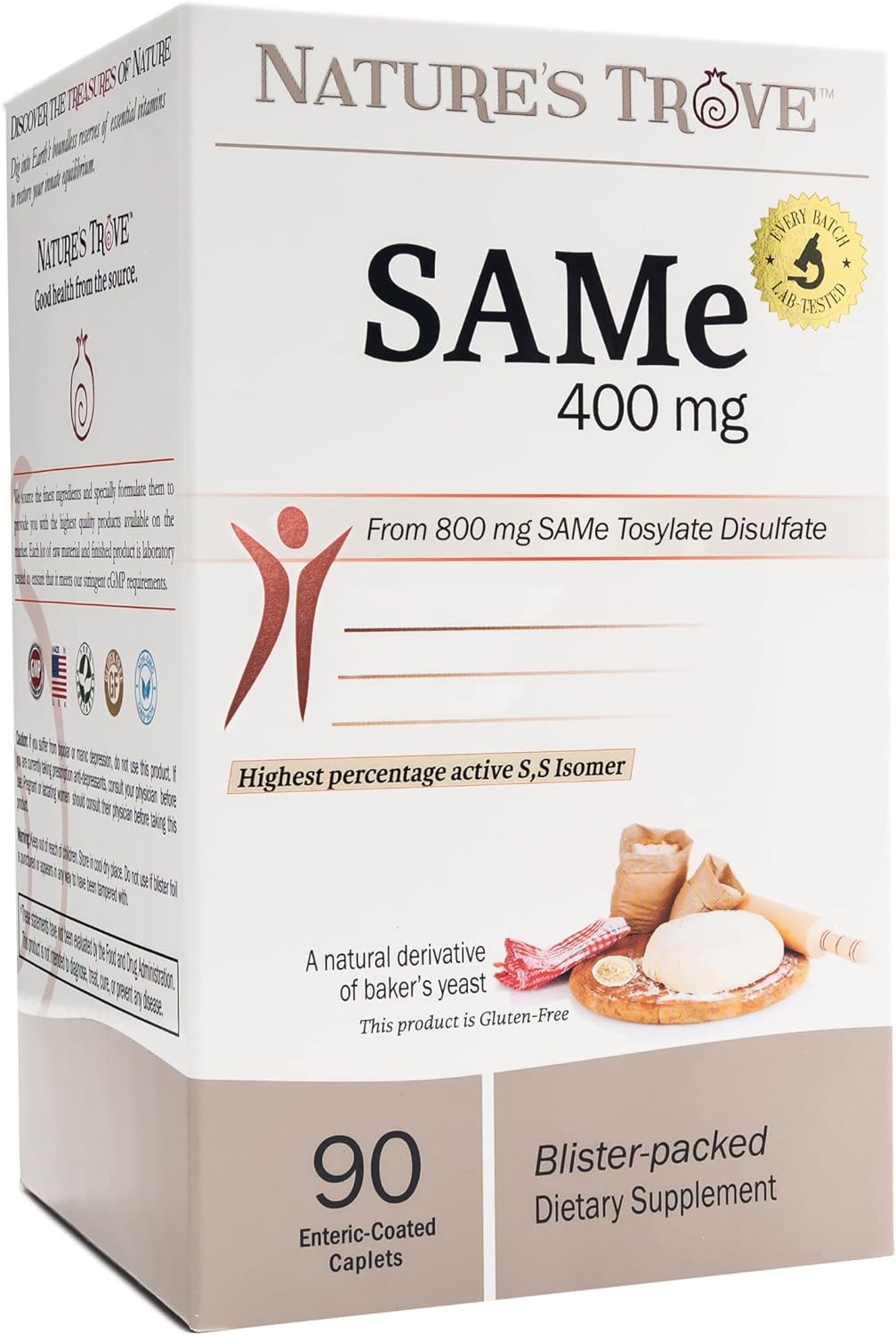 Suplemento SAM-e 400 mg 90 cápsulas Vegano Kosher