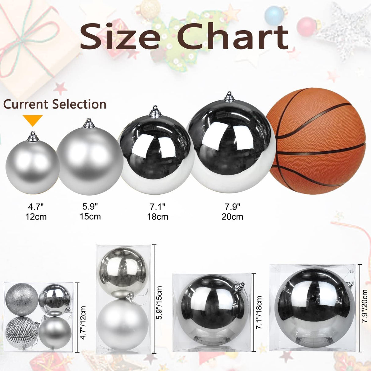 Bolas de Navidad Grandes 4.7 Decoración Shatterproof 4 Pcs