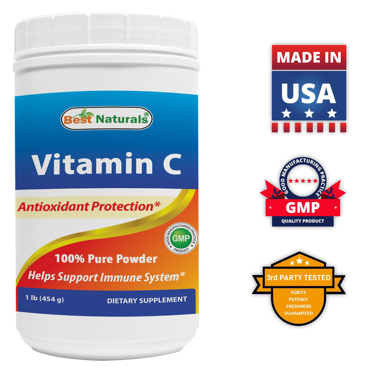 100% Vitamin C Polvo 1 lb 454 gramos