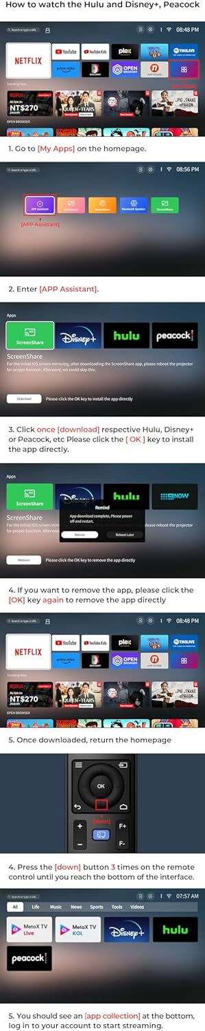 Proyector inteligente DBPOWER 1080p, WiFi 5G, Netflix y Dolby