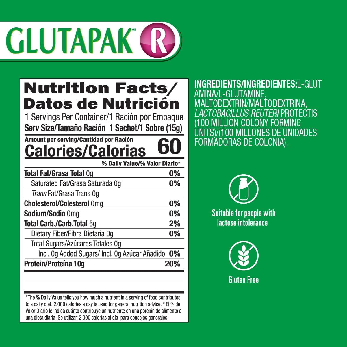 Probioticos R con Glutamina y Lactobacillus Reuteri - 3 Pkt