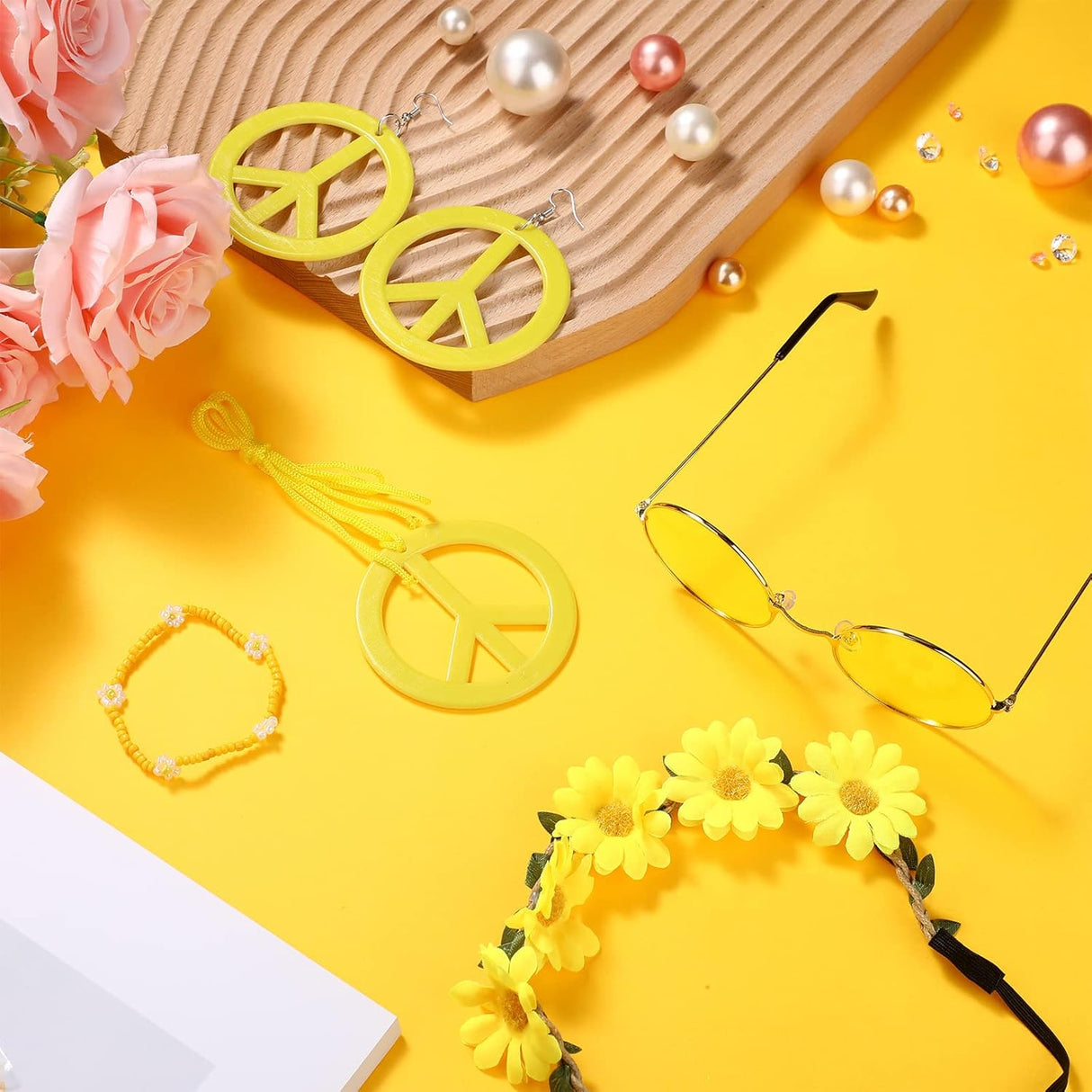 Set de Accesorios Hippie Boho 6 Pcs para Fiesta Retro