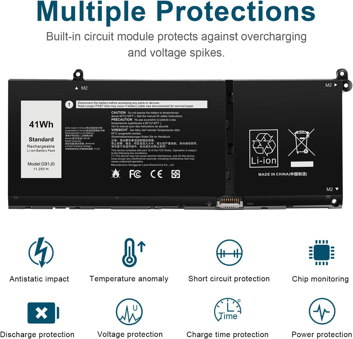 Batería G91J0 para Laptop Latitude e Inspiron, Modelos Varios