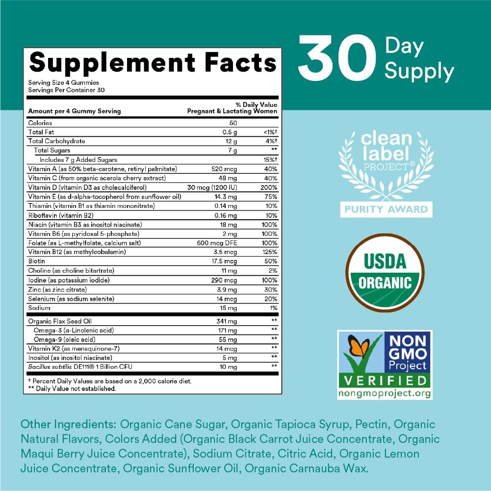 Vitamina Prenatal Orgánica con Probióticos y Vitaminas