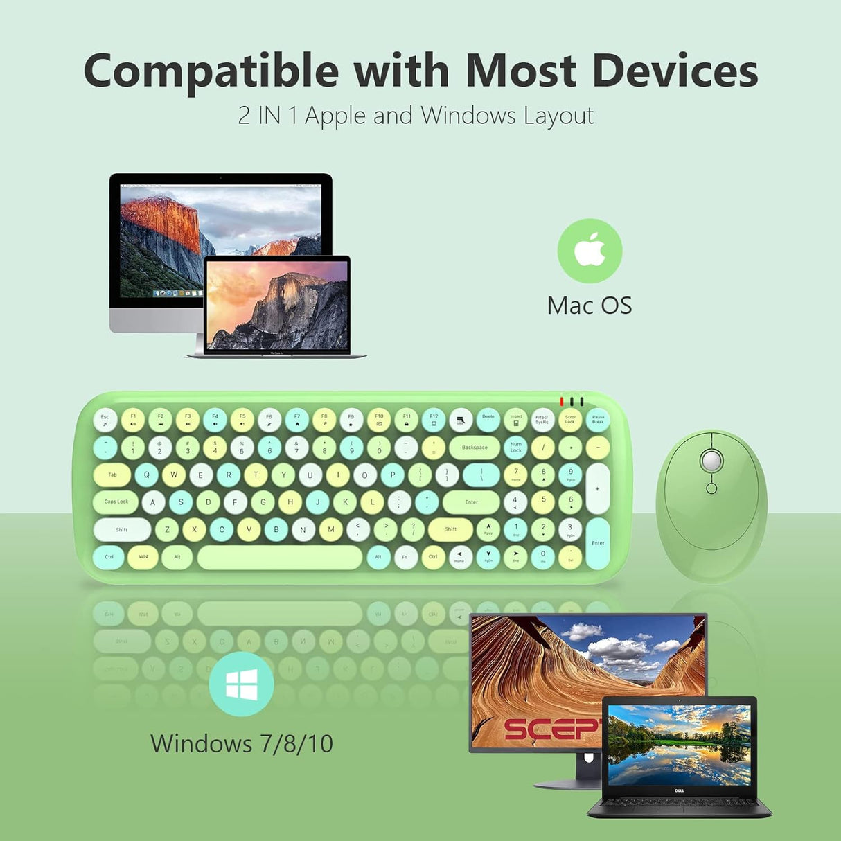 Combo Teclado y Ratón MOFII, Retro, Inalámbrico, 2.4GHz