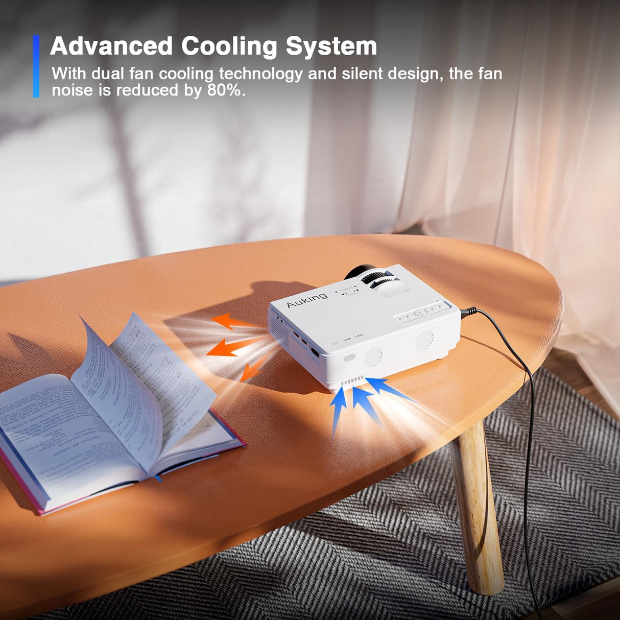 Proyector Mini AuKing Full HD 1080P, Compatible HDMI/USB