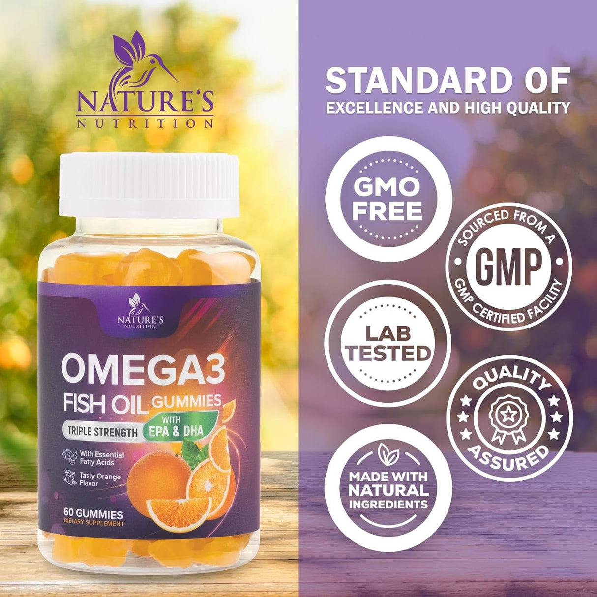 Omega-3 Gummies, Fish Oil, Adults & Kids, 60 cts