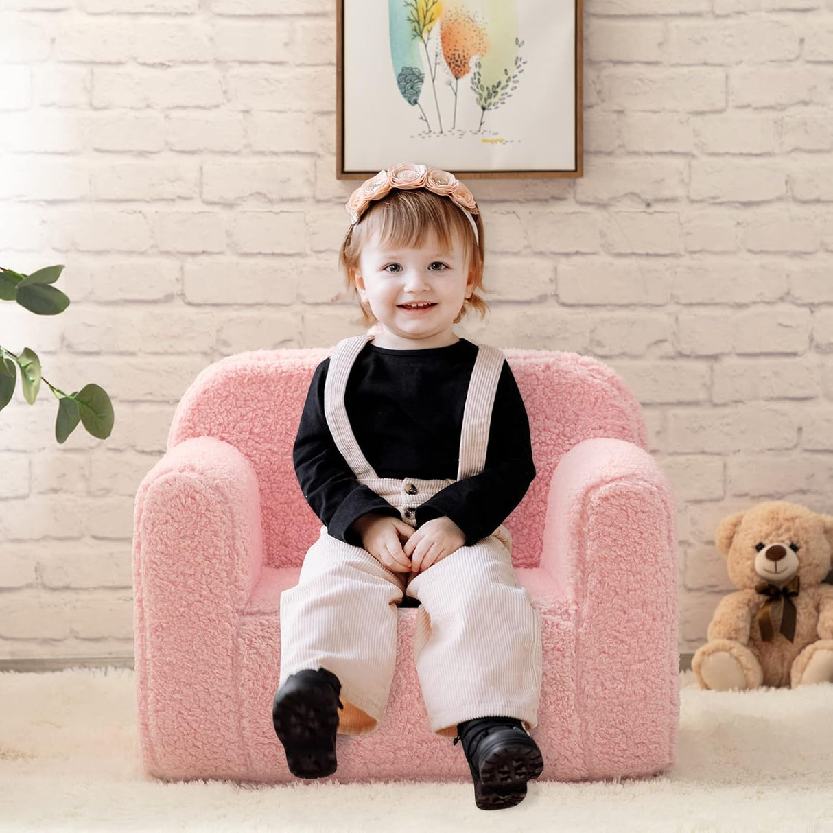 ofá de lectura Sherpa individual, color rosa. ALIMORDEN