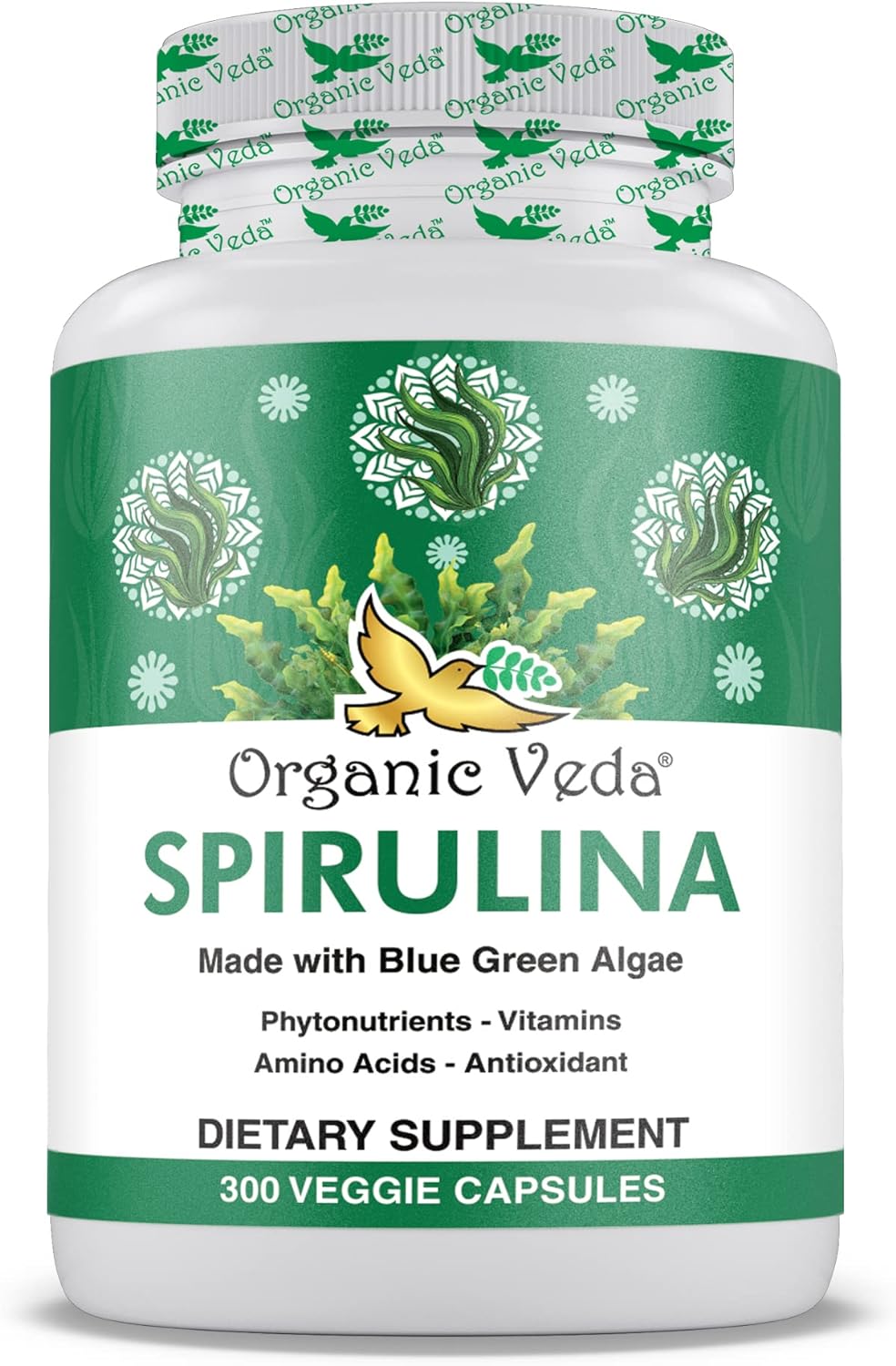 Cápsulas de Spirulina Orgánica 1500 mg Suplemento Vegano