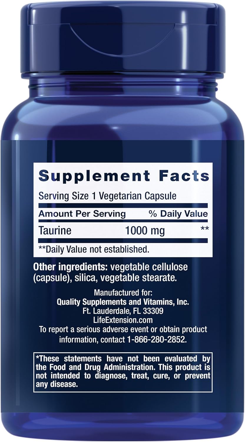 Taurina Vida Extensión, suplemento amino, 1000 mg, 90 cápsulas