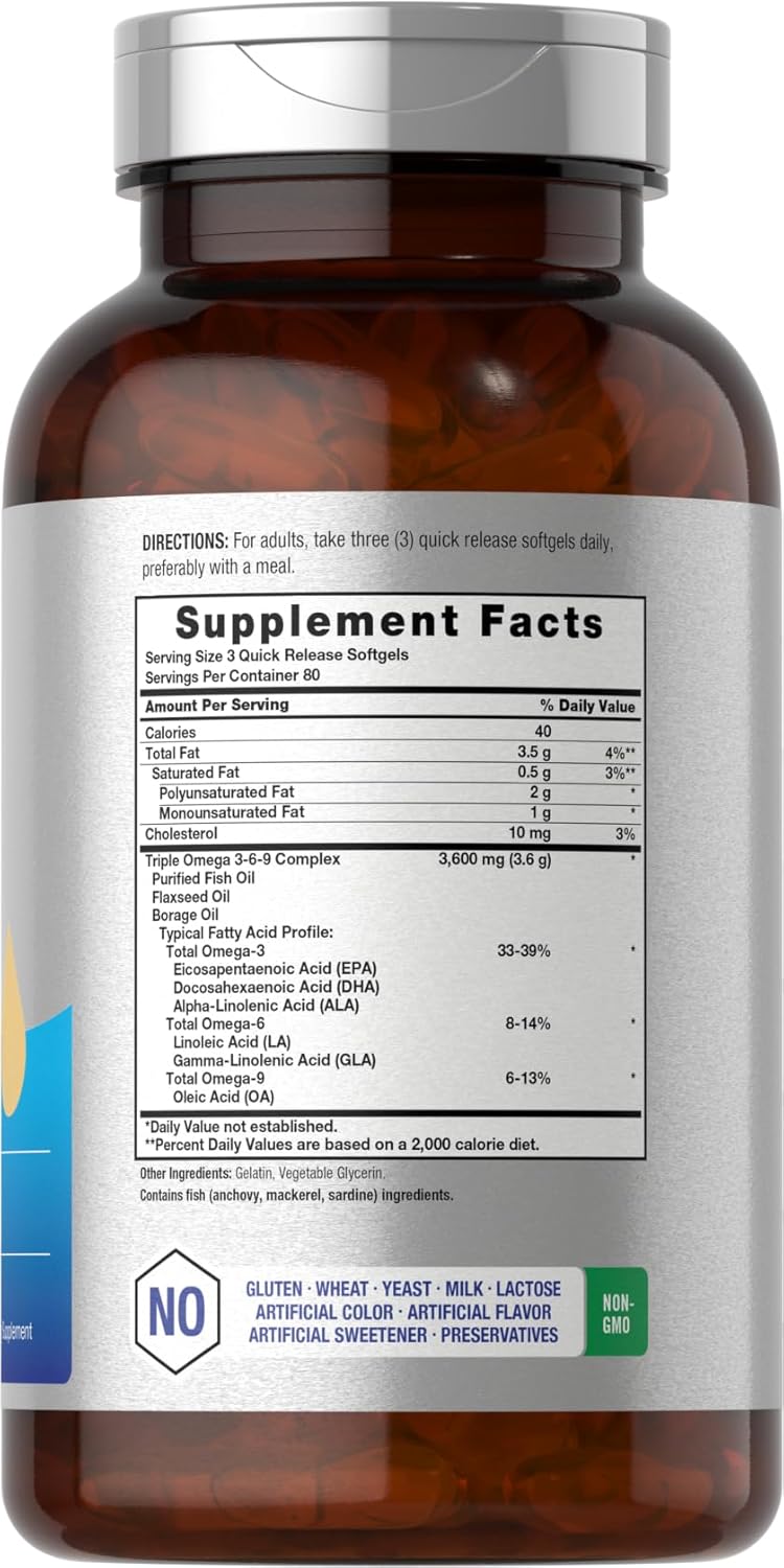 Horbäach Omega 3-6-9 240 Cápsulas Aceites Naturales