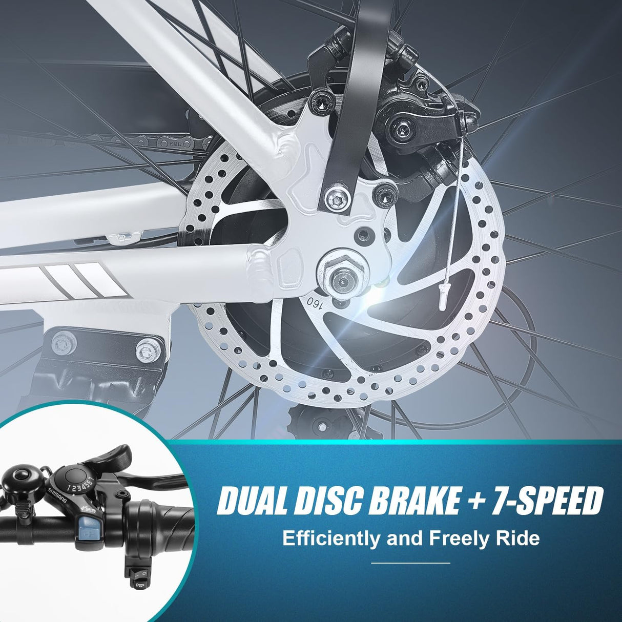 Bicicleta Eléctrica ANCHEER 48V 500Wh, 60 Millas, 7 Velocidades