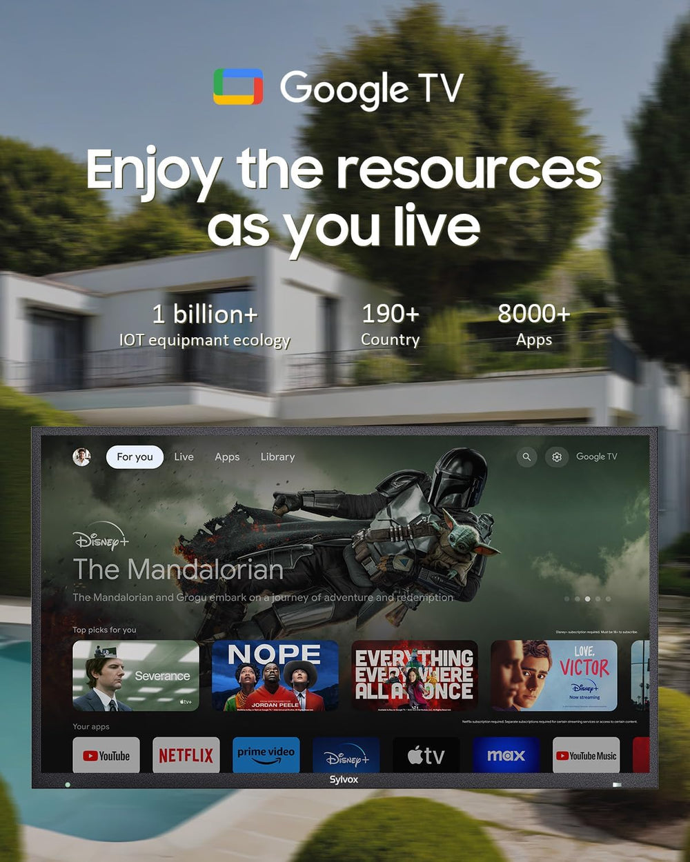 Televisor Outdoor QLED 75'' SYLVOX, 2000nits, IP55, Pool Pro