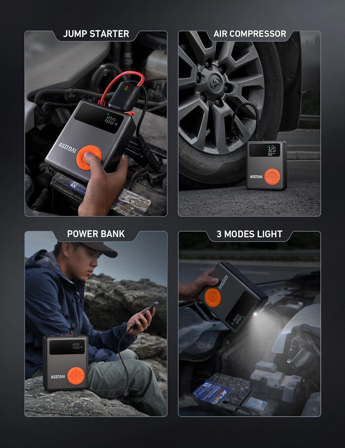 compresor de aire bateria 1750 150 PSI pantalla led AstroAI