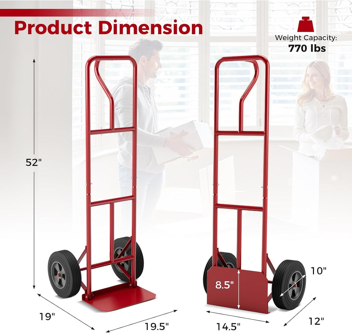 Carretilla Goplus, P-Handle, 660 lbs, Ruedas de 10”, Modelo P