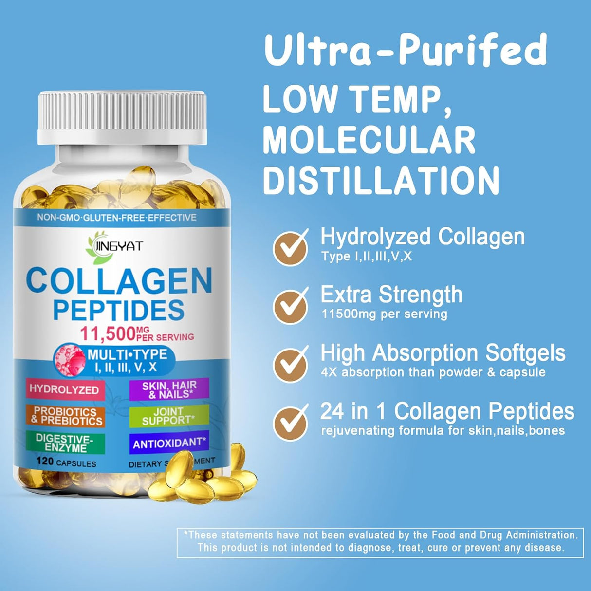 Colágeno Peptidos Suaves, Multi con Glucosamina y MSM, Biotín