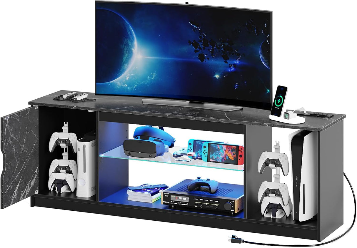 Bestier Soporte TV LED con enchufes, estante ajustable 58