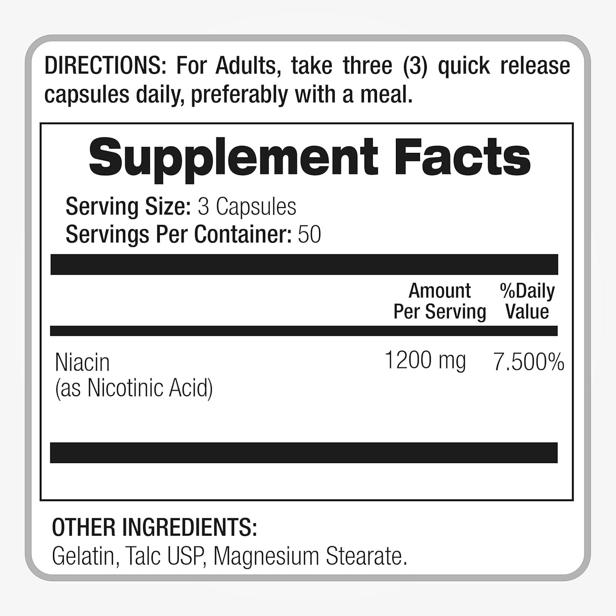 Suplemento Niacina - Vitamina B3 - 1200 mg 150 cáp