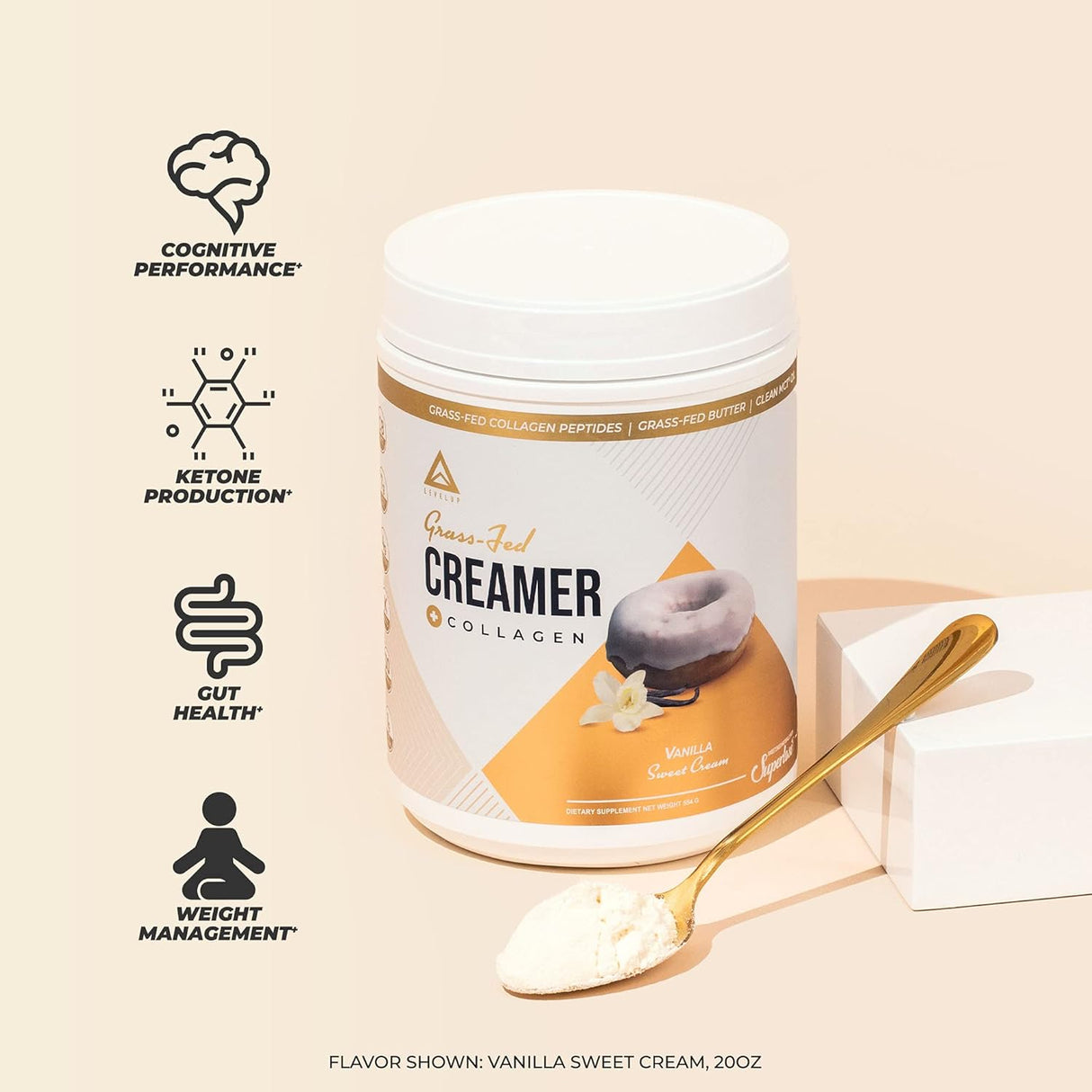 Suplementos con C8 MCT proteína de colágeno crema de café