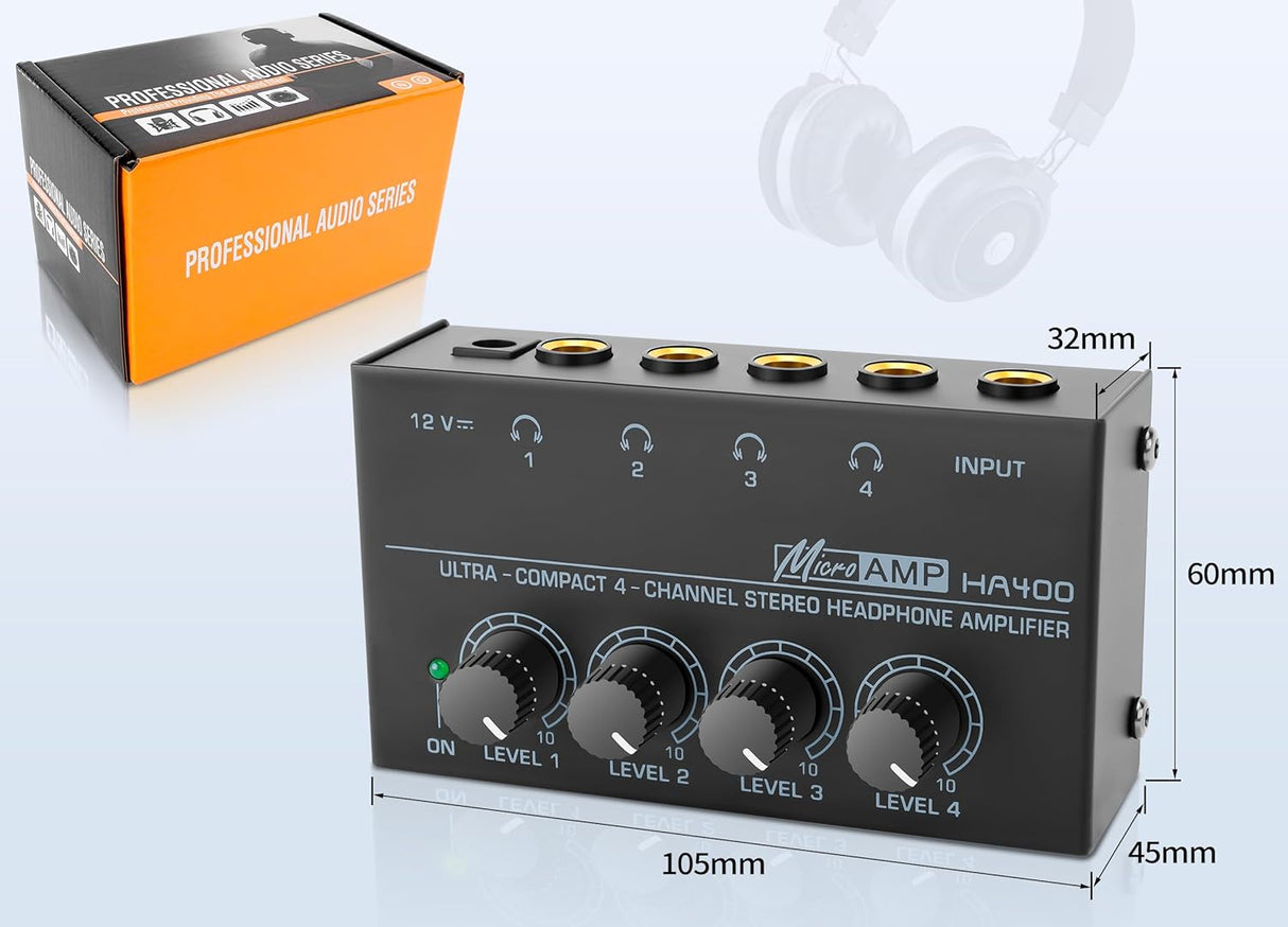 Amplificador de auriculares 4 canales HA400 con salida TRS