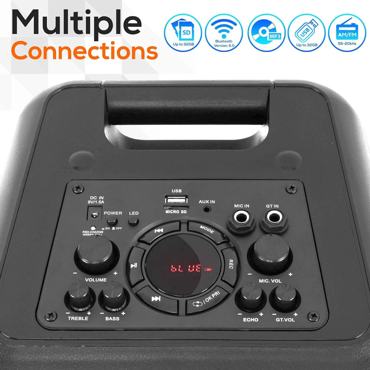 Parlante con Bluetooth sistema de micrófono 500W PPHP266B.5