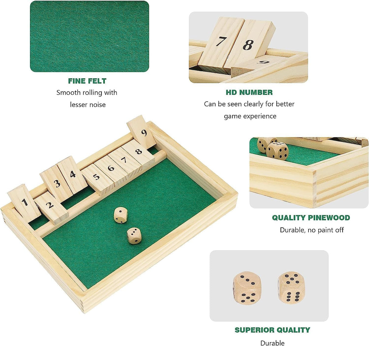 Juego de Mesa Shut The Box - Clásico de Dados para 2 Jugadores #9