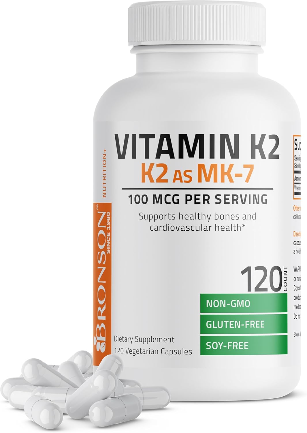 Suplemento de Vitamina K2 MK-7 100 mcg Bronson 120 Cápsulas