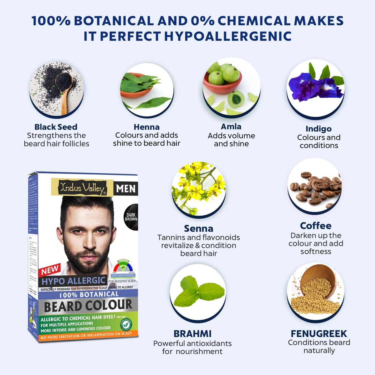 Tinte para barba Indus Valley, 100% botánico, sin amoníaco
