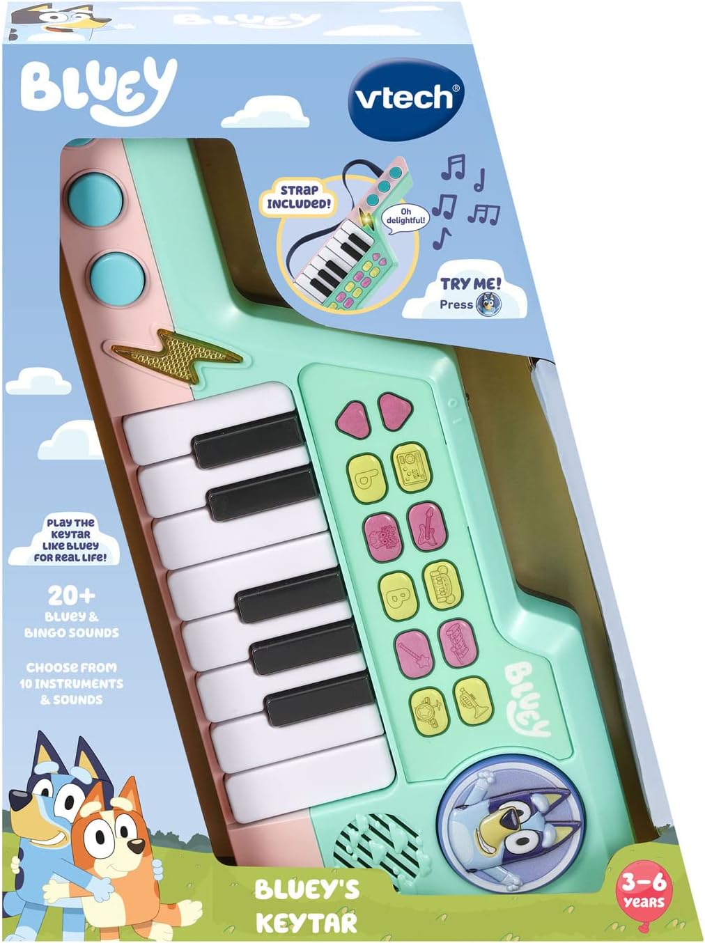 Teclado VTech Bluey, juguete musical para niños, modelo Keytar
