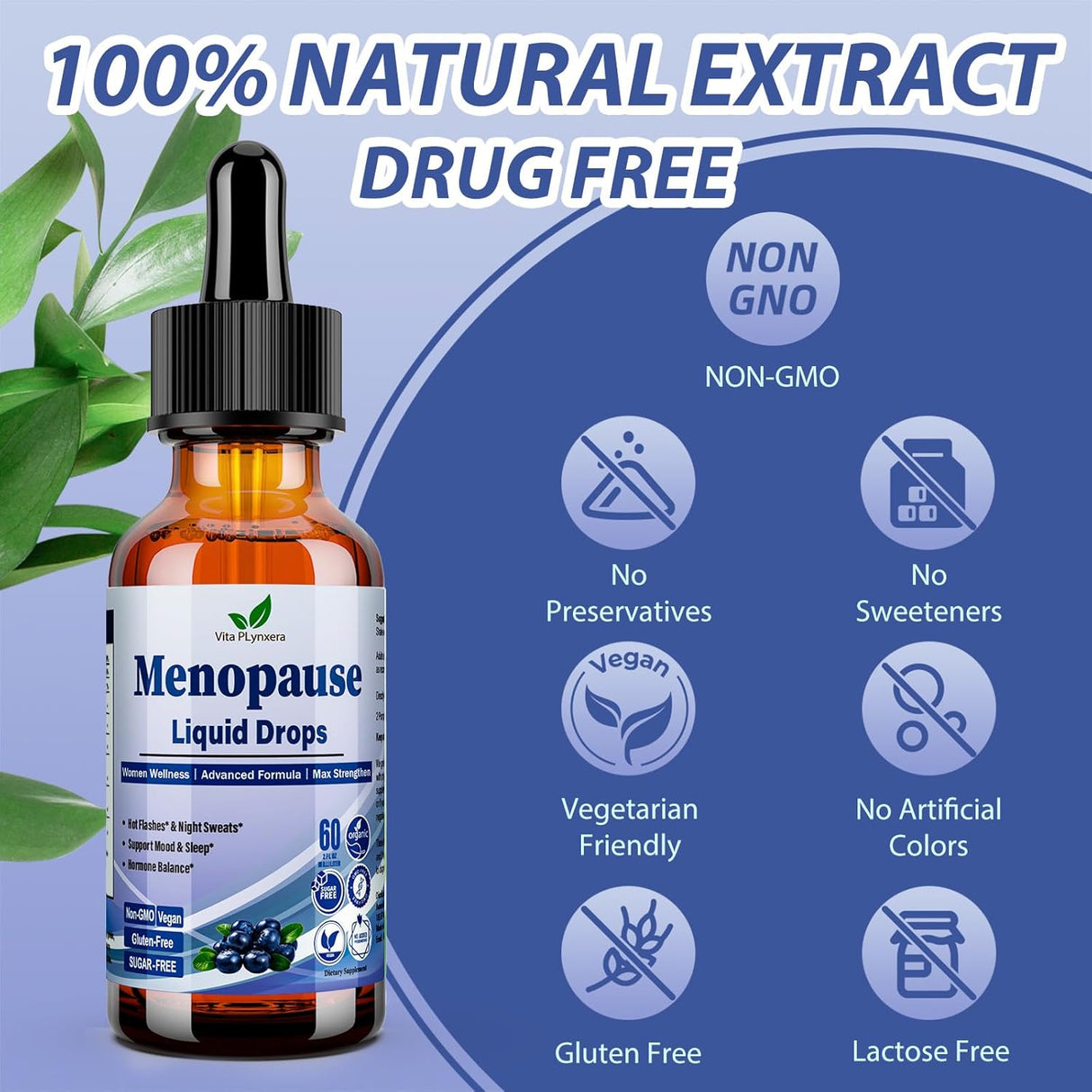 Suplemento líquido para menopausia, 8 en 1, con Black Cohosh