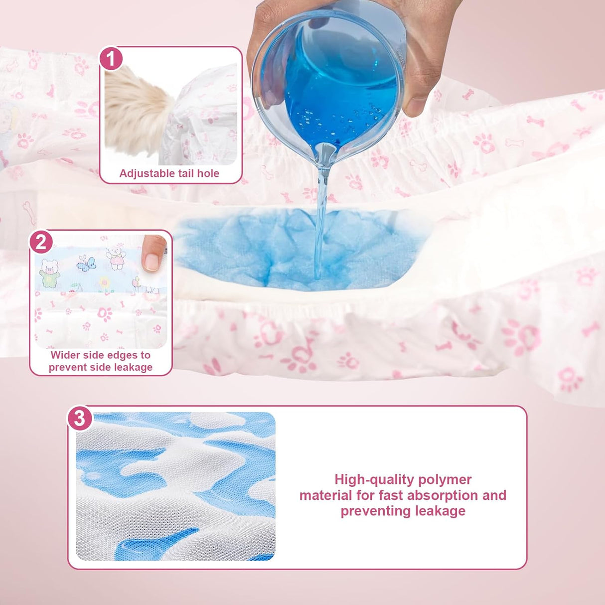 Pañales desechables para perras, 90 unidades,cintura 10-16.5