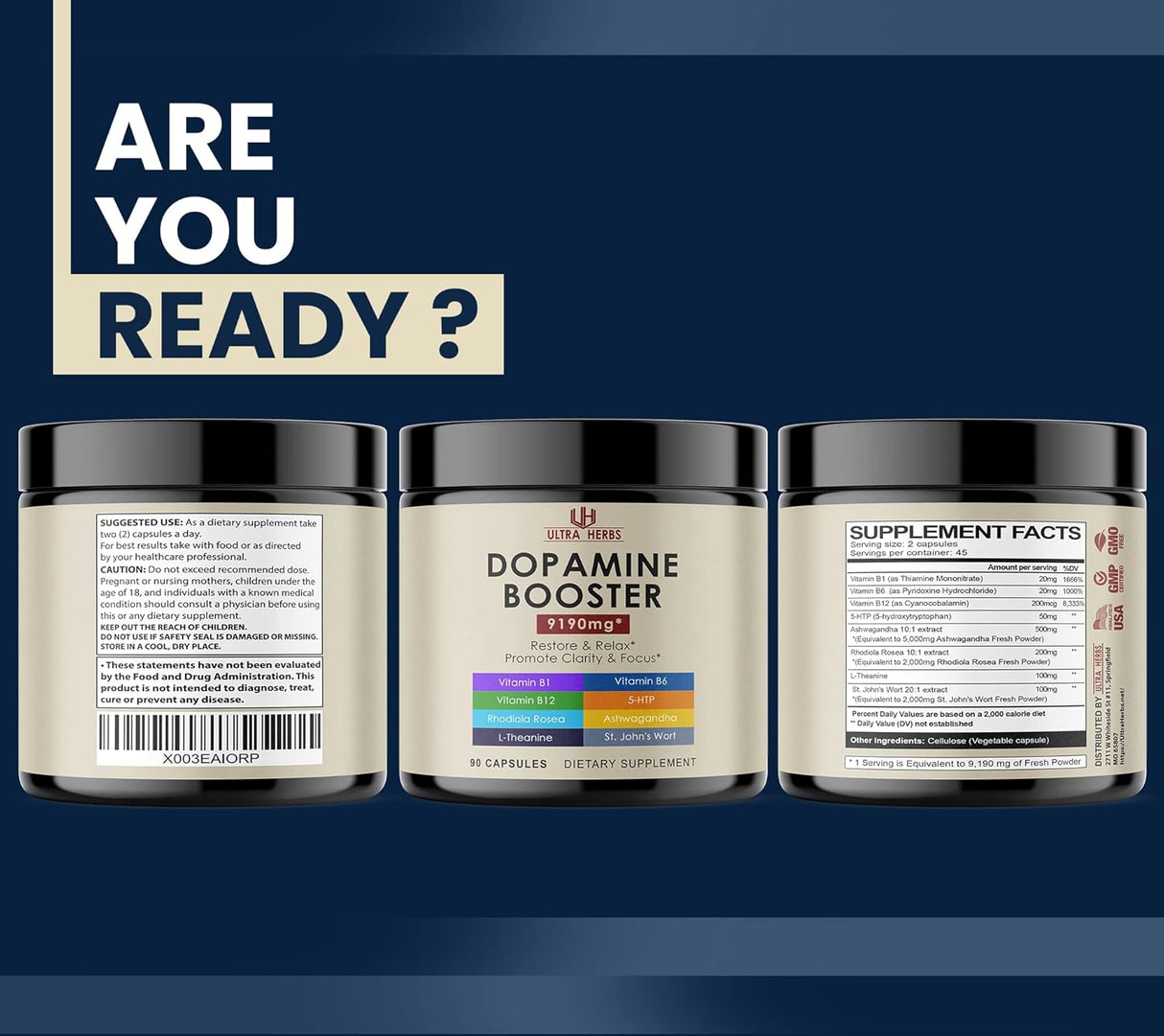 Suplemento de enfoque de dopamina Ashwagandha 5000mg 5-HTP