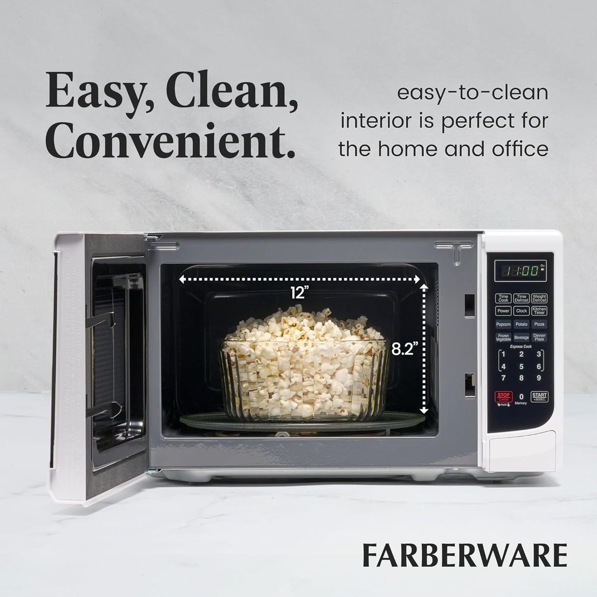 Microondas Farberware 700W, 0.7 Cu. Ft., Interior fácil de limpiar